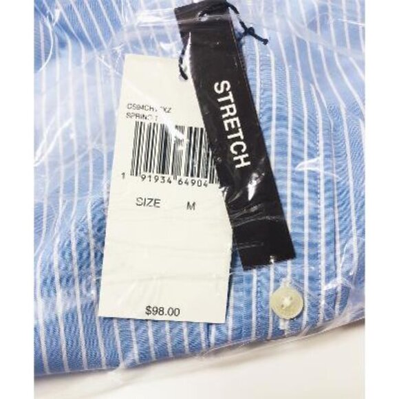 Michael Kors Mens Blue Striped Collared Button Down Dress Shirt Sz M New - Picture 6 of 9